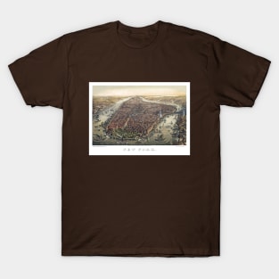 Antique map of New York City with Manhattan and the Brooklyn Bridge T-Shirt